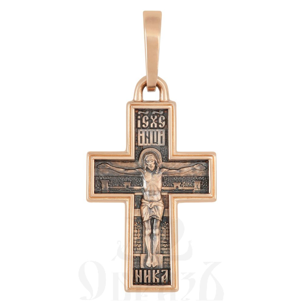 крест «распятие христово. символ веры, надежды, любви», золото 585 проба красное (арт. 201.659-1)