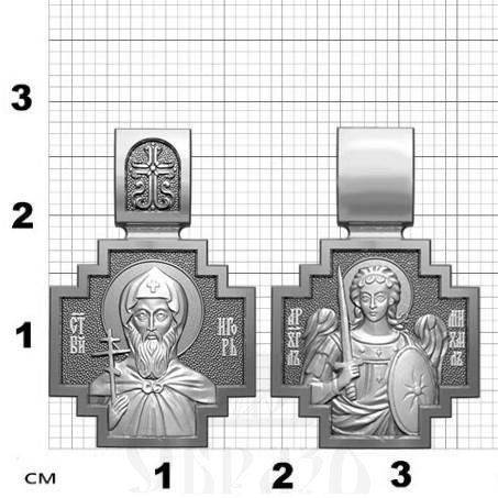 нательная икона св. благоверный князь игорь черниговский, серебро 925 проба с платинированием (арт. 06.073р)