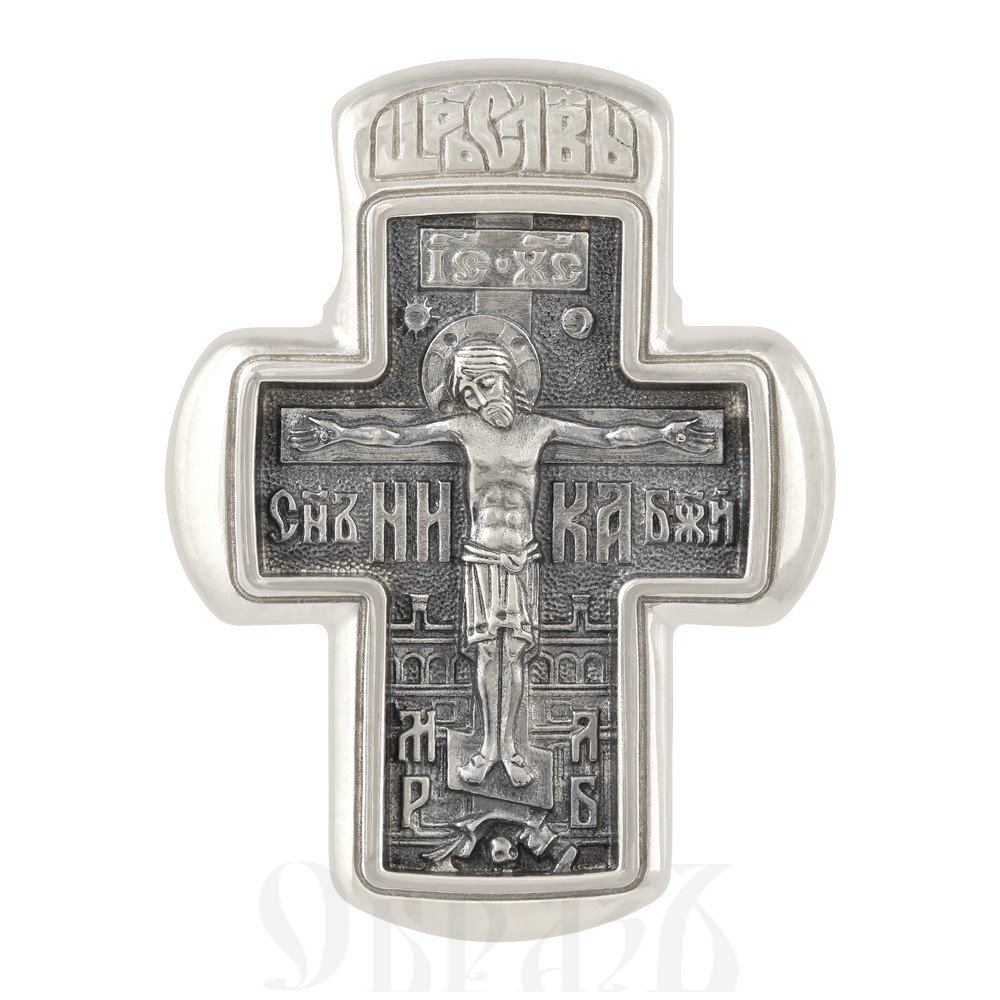 крест «распятие. ангел господень. иоанн предтеча», золото 585 проба белое (арт. 201.005-3)