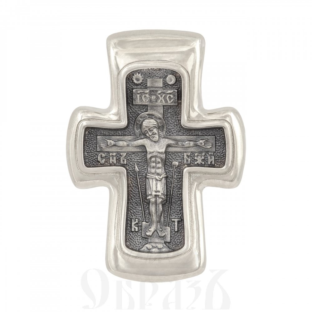 крест «распятие. свт. николай чудотворец. молитва», золото 585 проба белое (арт. 201.276-3)