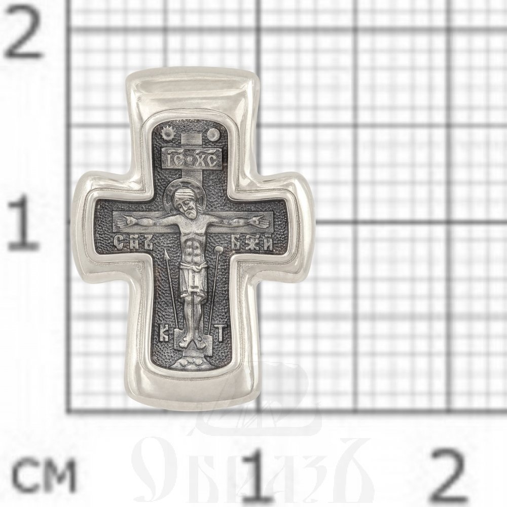 крест «распятие. свт. николай чудотворец. молитва», золото 585 проба белое (арт. 201.276-3)